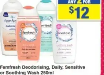 My Chemist Femfresh Deodorising, Daily, Sensitive or Soothing Wash 250ml offer