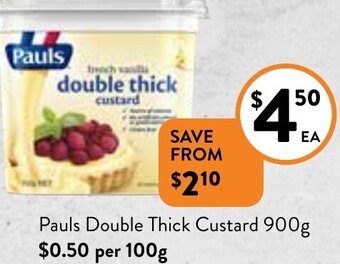 Foodworks Pauls Double Thick Custard 900g offer