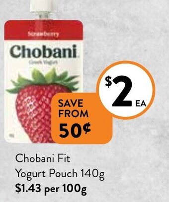 Foodworks Chobani Fit Yogurt Pouch 140g offer