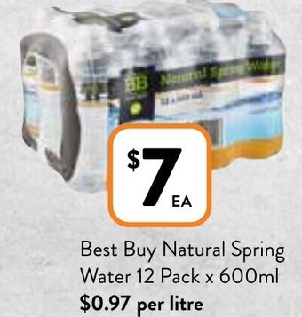 Foodworks Best Buy Natural Spring Water 12 Pack x 600ml offer