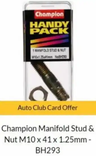 Champion Manifold Stud & Nut M10 x 41 x 1.25mm - BH293