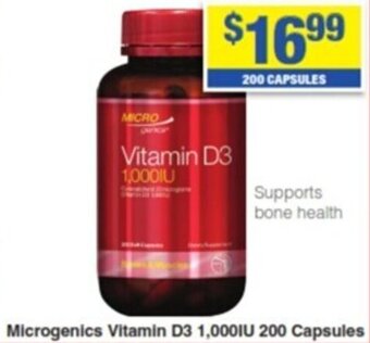 My Chemist Microgenics Vitamin D3 1,000IU 200 Capsules offer
