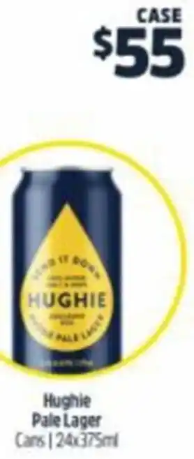 BWS Hughie Pale Lager 24x375ml offer