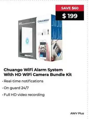 Chuango wifi alarm system with hd wifi camera bundle kit