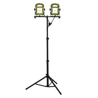 Mitre 10 Mirabella dual retractable work light led with tripod 2 x 20w offer