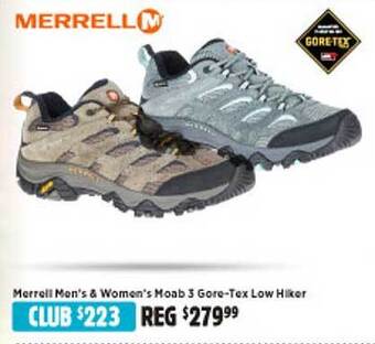 Anaconda Merrell men's & women's moab 3 gore-tex low hiker offer