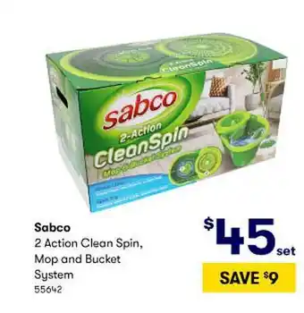 BIG W Sabco 2 action clean spin, mop and bucket system offer