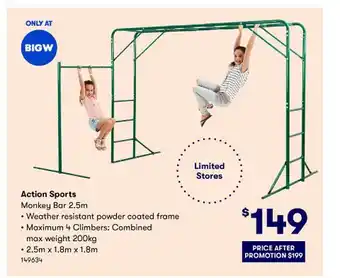 BIG W Action sports monkey bar offer