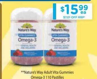 Chemist Warehouse Nature's way adult vita gummies omega-3 110 pastilles offer