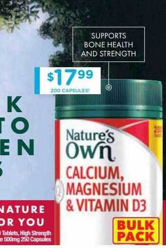 Chemist Warehouse Nature's own calcium, magnesium & vitamin d3 offer