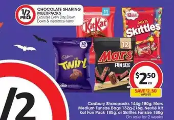 Coles Cadbury sharepacks mars medium funsize bags nestlé kit kat fun or skittles funsize offer