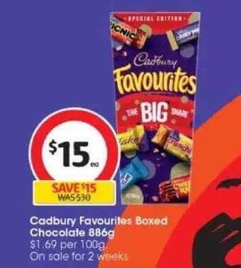 Coles Cadbury favourites boxed chocolate offer