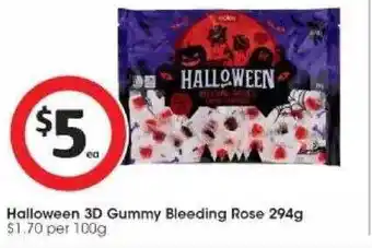 Coles Halloween 3d gummy bleeding rose offer