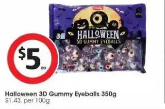 Coles Halloween 3d gummy eyeballs offer