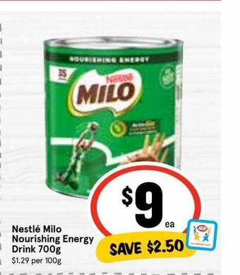 Ritchies Nestlé milo nourishing energy drink 700g offer
