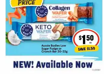 Ritchies Aussie bodies low sugar fudge or crunch bar 30-33g offer