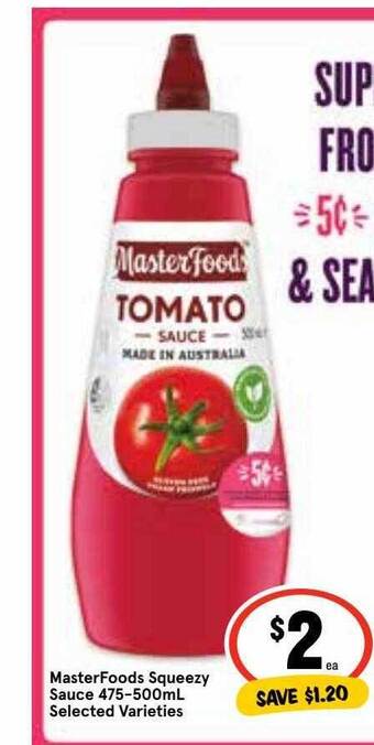 Masterfoods squeezy sauce 475-500ml