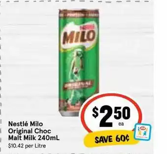 Ritchies Nestlé milo original choc malt milk 240ml offer