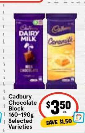 Ritchies Cadbury chocolate block 160-190g offer