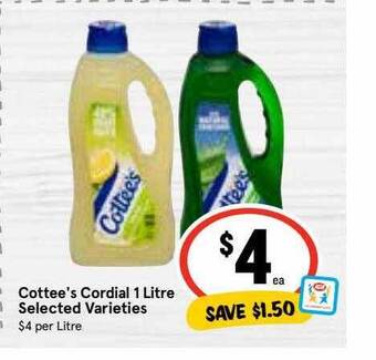 Ritchies Cottee's cordial 1 litre offer