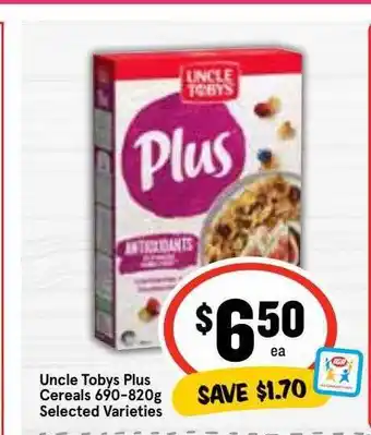 Uncle tobys plus cereals 690-820g