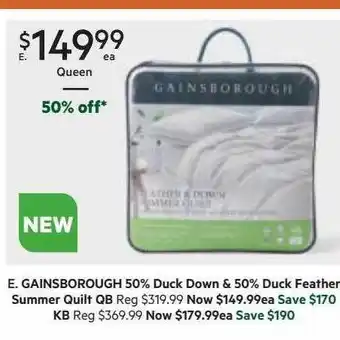 Harris Scarfe E. gainsborough 50% duck down & feather summer quilt qb offer
