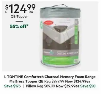 Harris Scarfe I. tontine comfortech charcoal memory foam range mattress topper or pillow offer