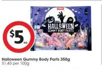 Coles Halloween gummy body parts offer