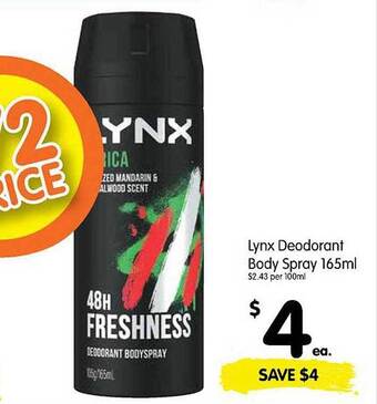 Spar Lynx deodorant body spray offer