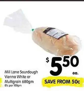 Mill lane sourdough vienna white or multigrain