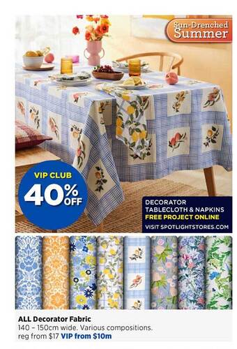 Spotlight All decorator fabric offer