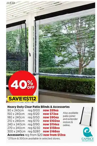 Spotlight Heavy duty clear patio blinds & accessories offer
