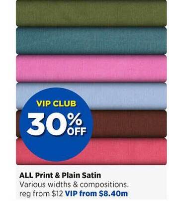Spotlight All print & plain satin offer