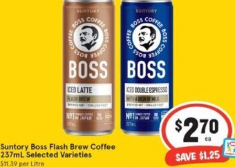 IGA Suntory Boss Flash Brew Coffee 237ml offer