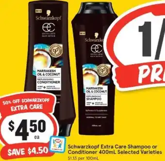 Schwarzkopf Extra Care Shampoo or Conditioner 400 ml