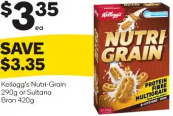 Woolworths Kellogg's Nutri-Grain 290g Or Sultana Bran 420g offer