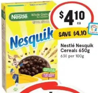 IGA Nestlé Nesquik Cereals 650 g offer