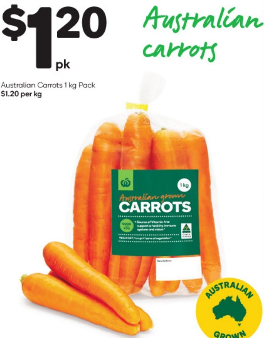 Australian Carrots 1 Kg Pack offer at Woolworths
