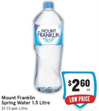 IGA Mount Franklin Spring Water 1.5 Litre offer
