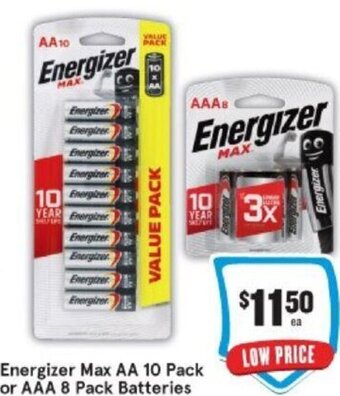 IGA Energizer Max AA 10 Pack or AAA 8 Pack Batteries offer