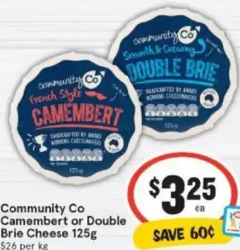 IGA Community Co Camembert or Double Brie Cheese 125 g offer