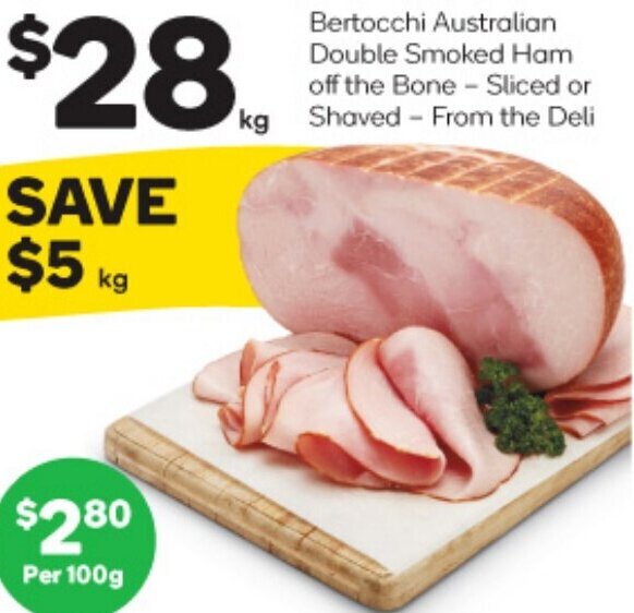 Bertocchi Australian Double Smoked Ham Off The Bone Sliced Or Shaved From The Deli Offer At