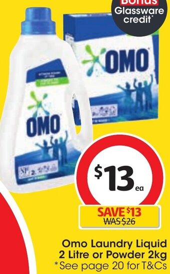 Coles Omo Laundry Liquid 2 Litre or Powder 2kg offer