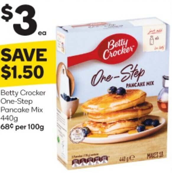 Betty Crocker OneStep Pancake Mix 440g offer at Woolworths