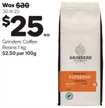 Woolworths Grinders Coffee Beans 1kg offer