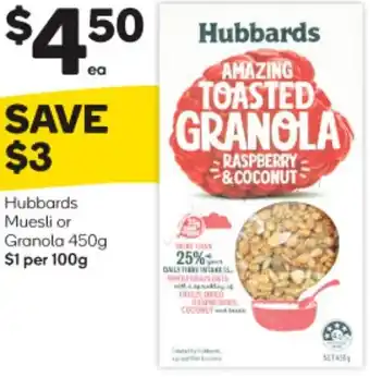 Woolworths Hubbards Muesli Or Granola 450g offer