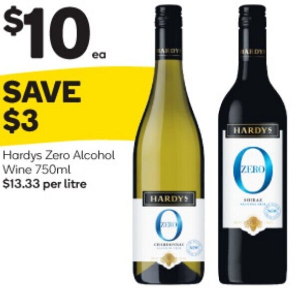 Hardys Zero Alcohol Wine 750ml offer at Woolworths