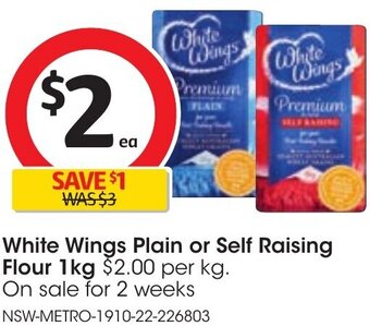 White Wings Plain or Self Raising Flour 1kg