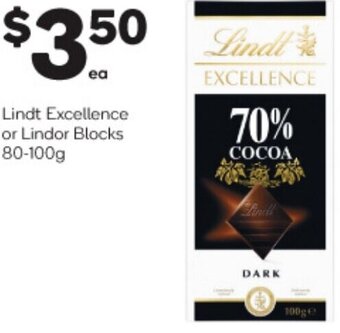Woolworths Lindt Excellence Or Lindor Blocks 80-100g offer