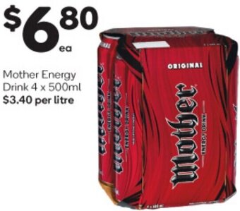 Woolworths Mother Energy Drink 4 x 500ml offer